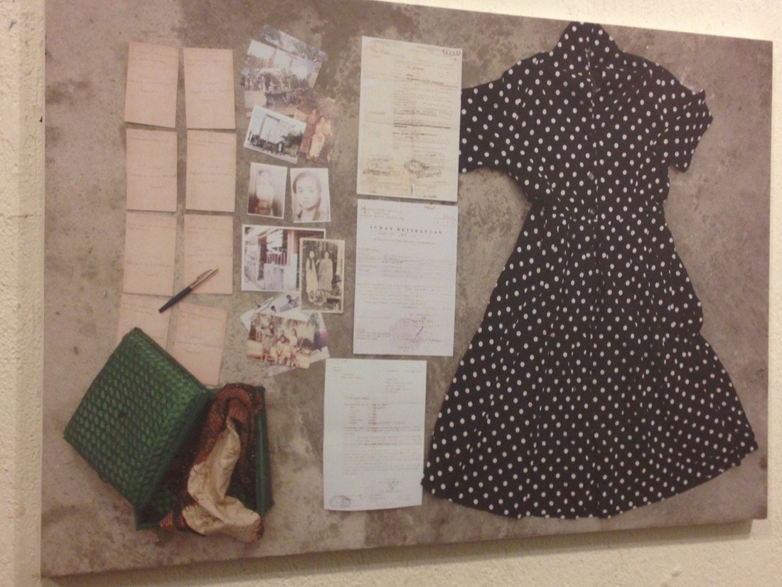 The Act of Living exhibition features memory boxes, which include clothing and and correspondence Photo by Katharine McGregor.