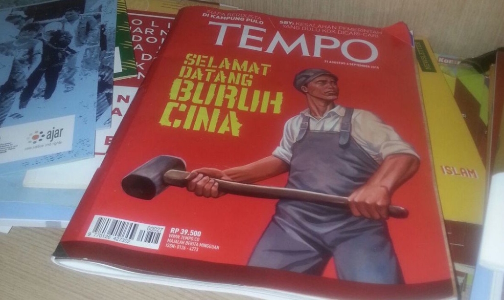 Although the magazine found just one example of large-scale recruitment of Chinese blue-collar workers in Indonesia, Tempo's cover story last week described a “Flood of Workers from the Land of the Pandas.” Photo by Robertus Robet.