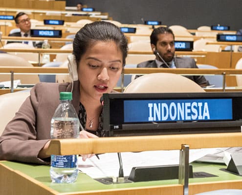 The representative of Indonesia exercises her countryÕs right of reply during the general debate of the General AssemblyÕs seventy-first session General Assembly Seventy-first session 20th plenary meeting. General Debate
