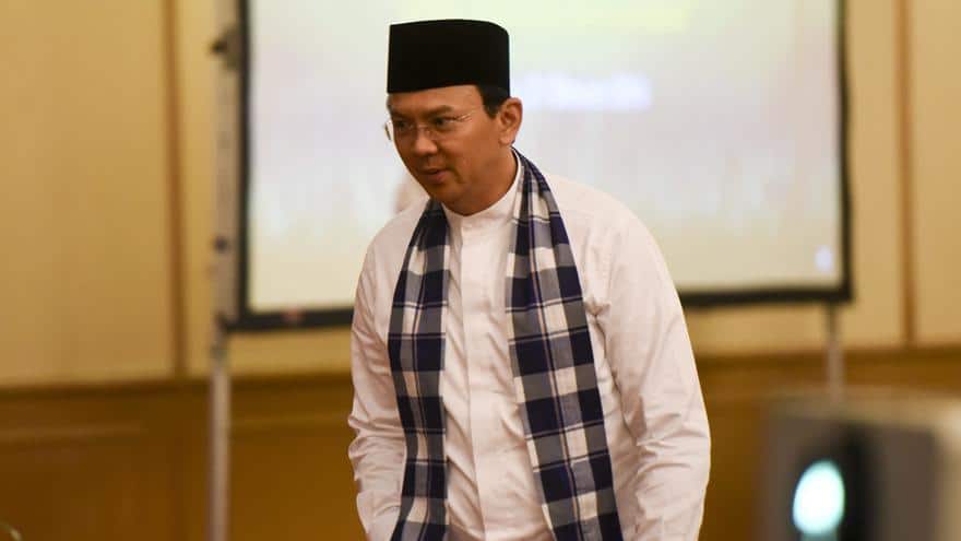 Jakarta Governor Basuki Tjahaja Purnama, or Ahok, has been accused of blasphemy after he quoted a verse from the Qur'an in a campaign speech. Photo by Hafidz Mubarak A for Antara.