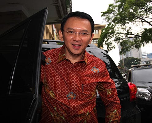 Jakarta Governor Basuki Tjahaja Purnama faces up to five years in prison if convicted of blasphemy. Photo by Reno Esnir for Antara.